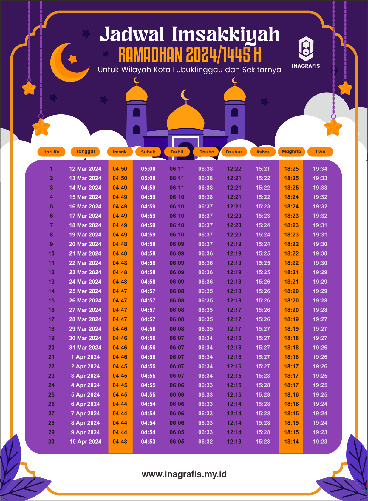 JADWAL IMSAKKIYAH INAGRAFIS JADWAL IMSAKKIYAH INAGRAFIS